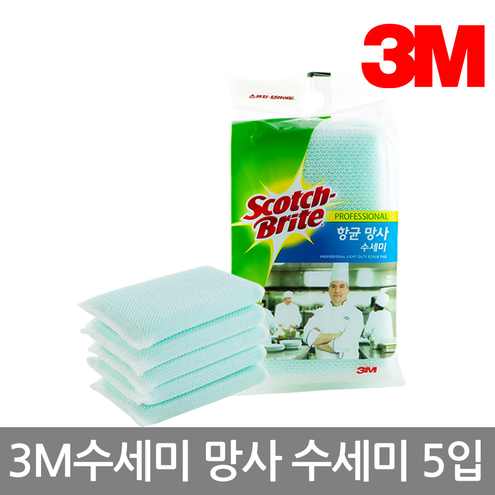 3M 스카치브라이트 스펀지망사수세미 5입