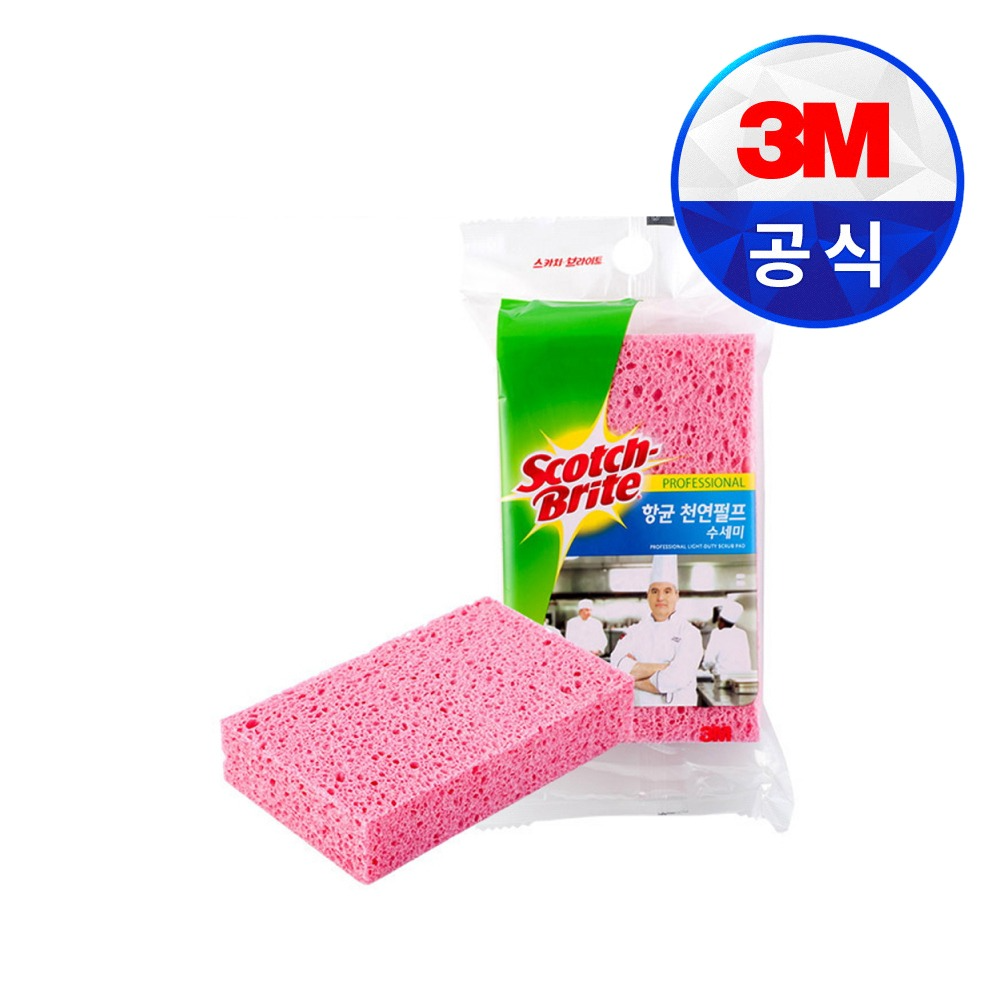 3M 스카치브라이트 천연펄프 수세미 핑크 1입
